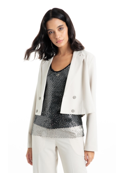 Blazer Tailoring Cropped Areia