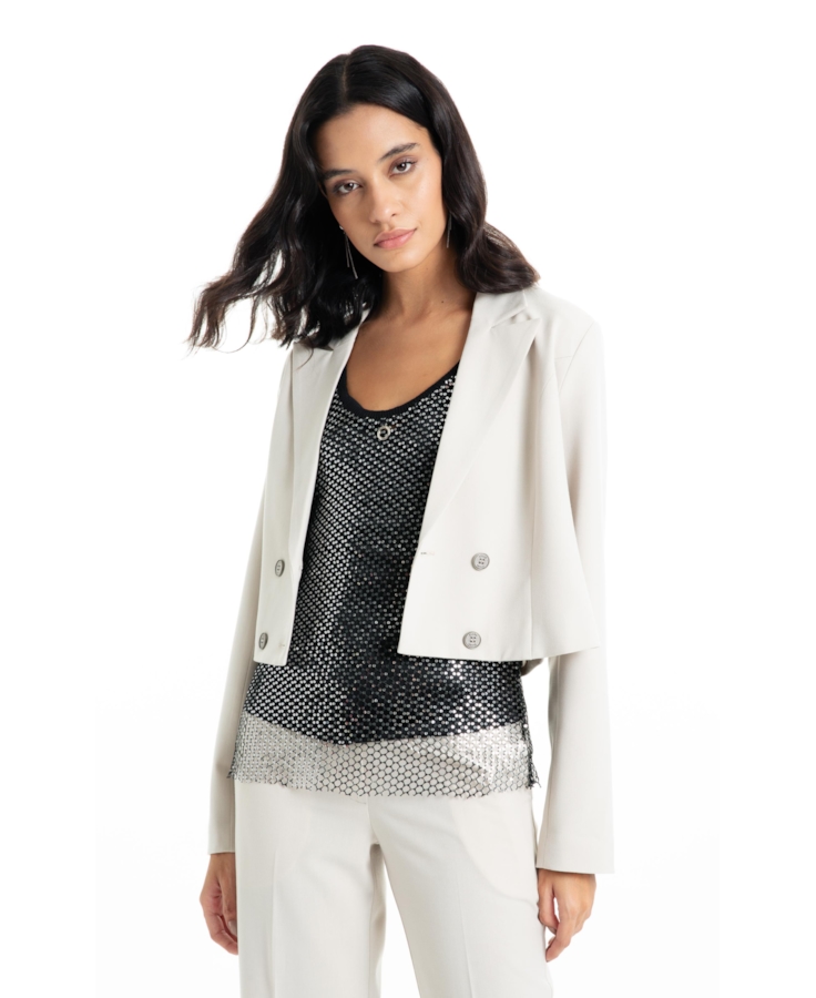 Blazer Tailoring Cropped Areia