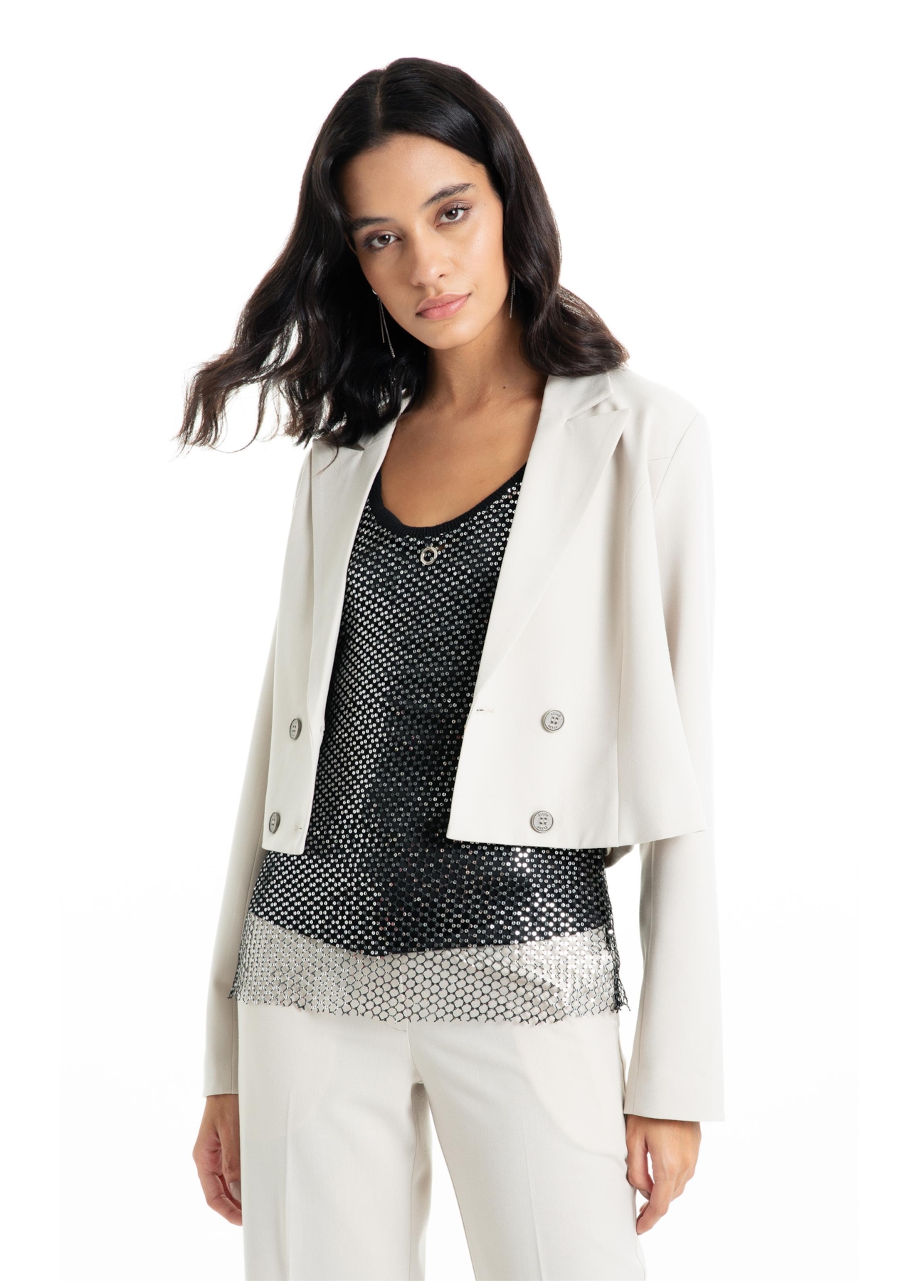 Blazer Tailoring Cropped Areia
