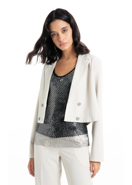 Blazer Tailoring Cropped Areia