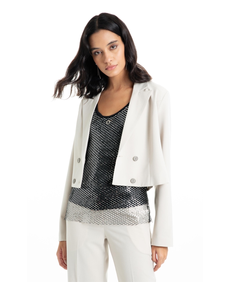 Blazer Tailoring Cropped Areia