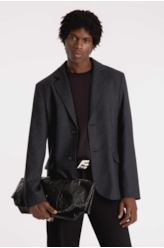 Blazer Wool Tailoring Dark Navy Mescla