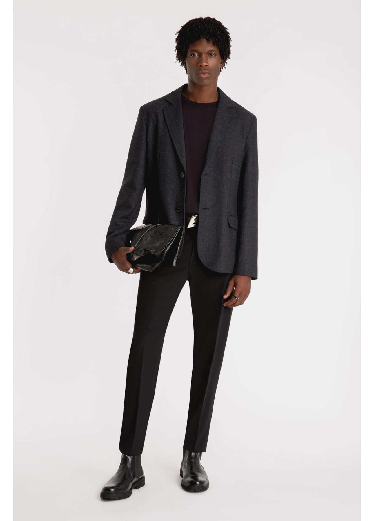 Blazer Wool Tailoring Dark Navy Mescla