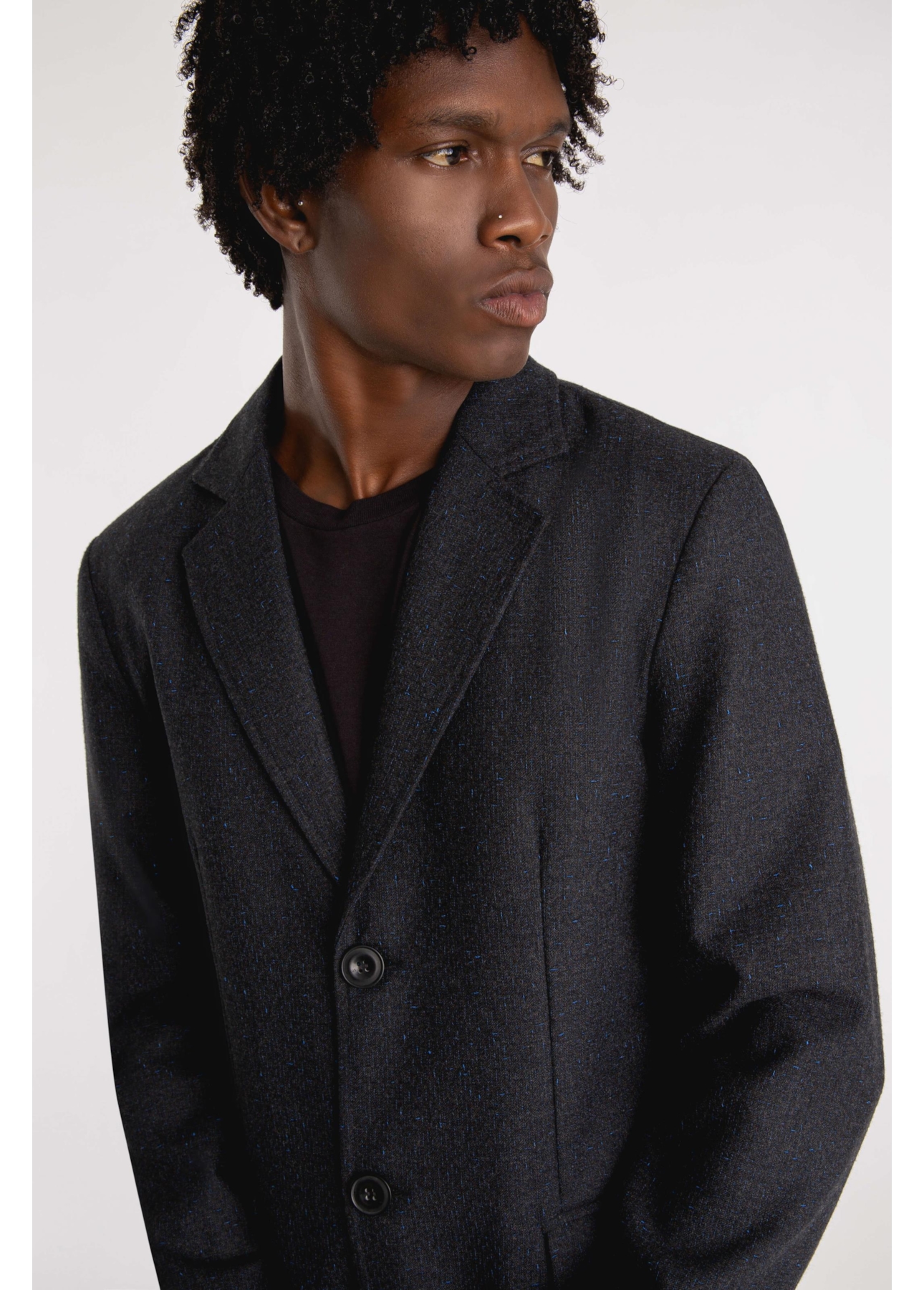 Blazer Wool Tailoring Dark Navy Mescla