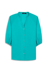 Blusa Acetinada Raglan Long Shirt Verde Agua
