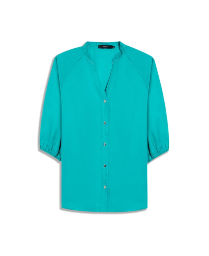Blusa Acetinada Raglan Long Shirt Verde Agua