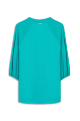 Blusa Acetinada Raglan Long Shirt Verde Agua