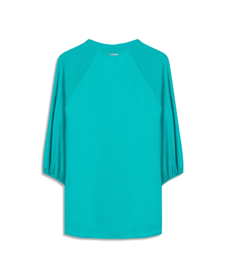 Blusa Acetinada Raglan Long Shirt Verde Agua