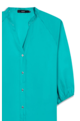 Blusa Acetinada Raglan Long Shirt Verde Agua