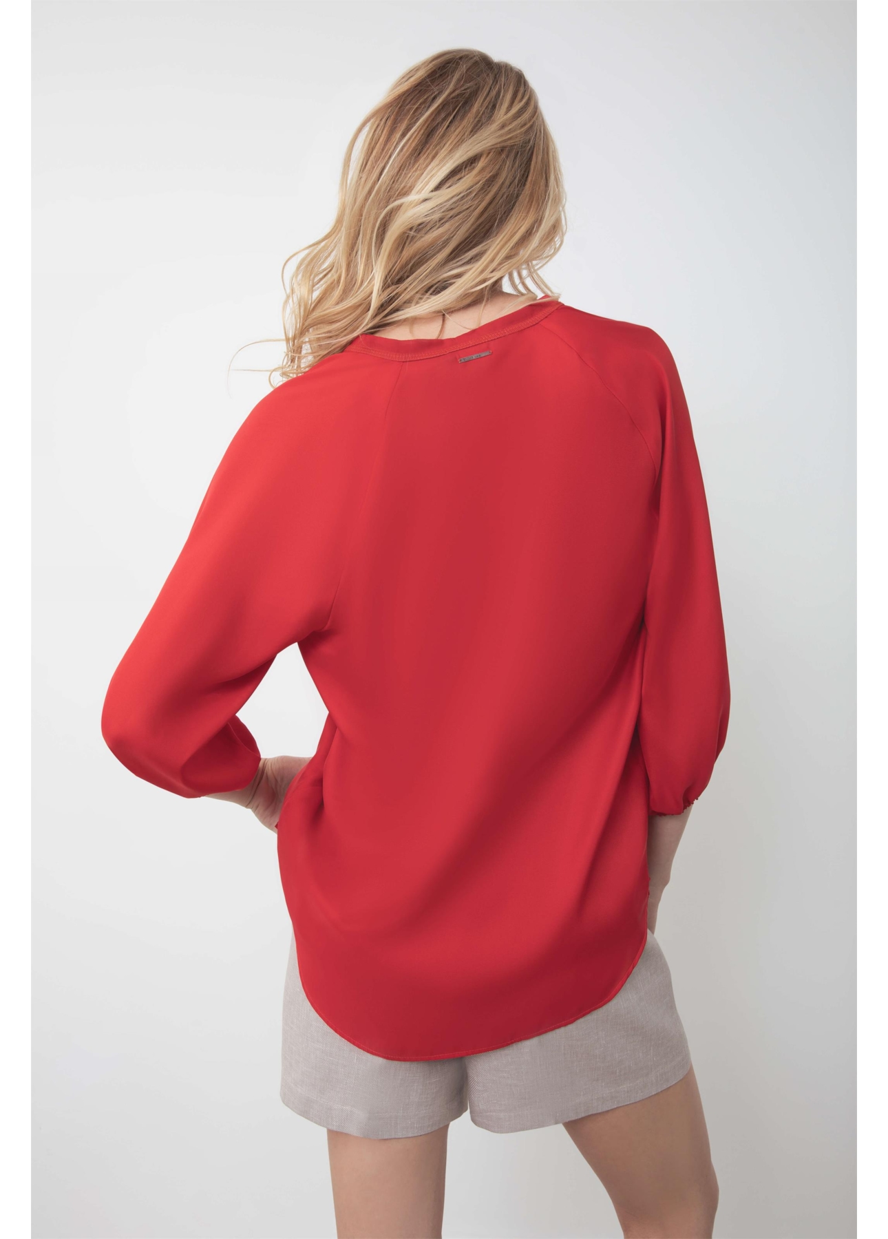 Blusa Acetinada Raglan Long Shirt Vermelho