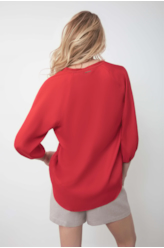 Blusa Acetinada Raglan Long Shirt Vermelho