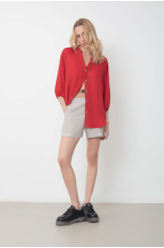 Blusa Acetinada Raglan Long Shirt Vermelho