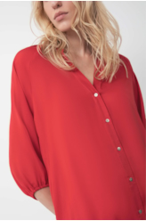 Blusa Acetinada Raglan Long Shirt Vermelho