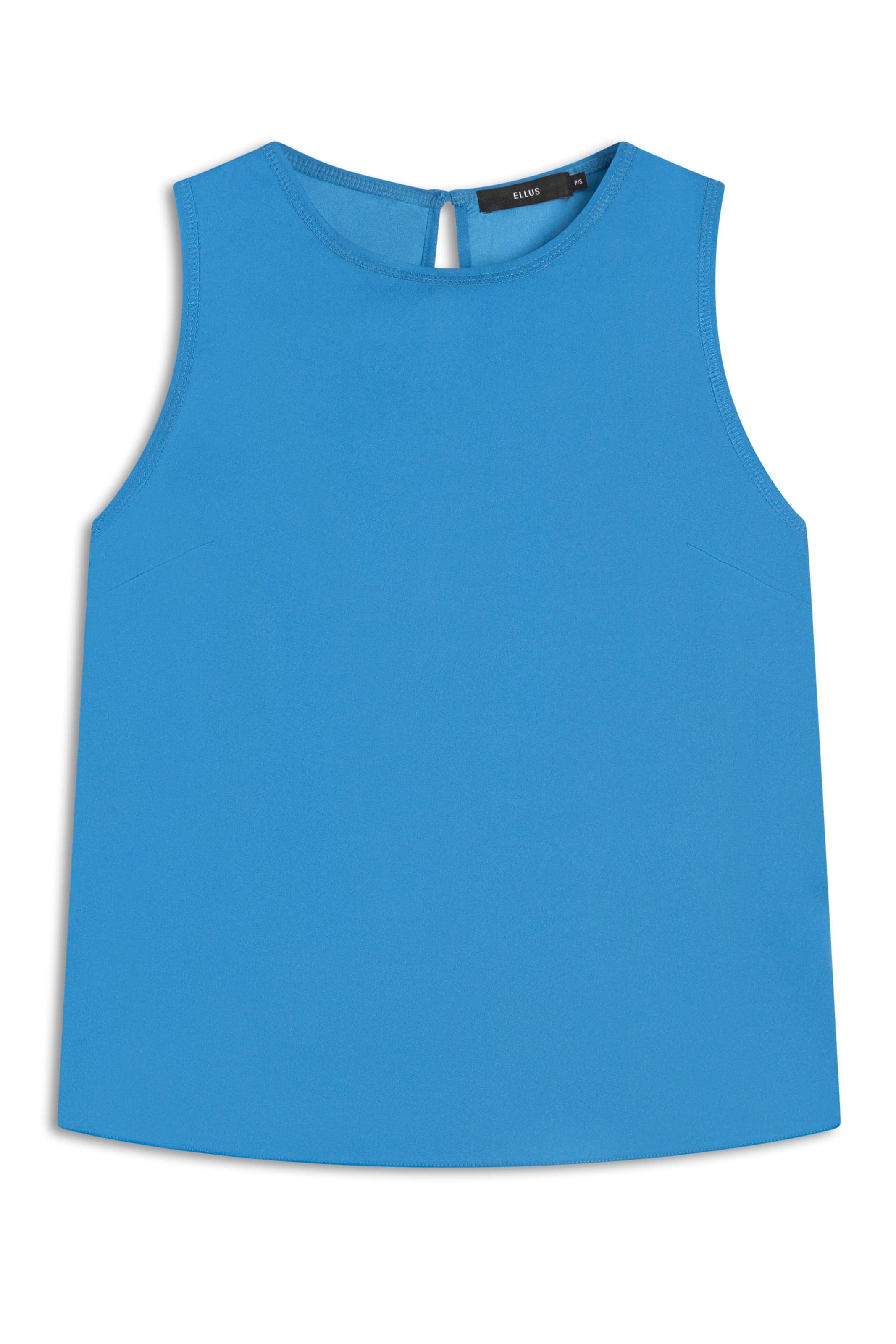 Blusa Acetinada Sleeveless Azul Bic