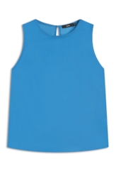 Blusa Acetinada Sleeveless Azul Bic