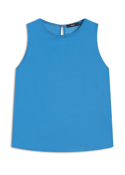 Blusa Acetinada Sleeveless Azul Bic