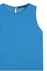 Blusa Acetinada Sleeveless Azul Bic