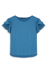 Blusa Acetinado Shirt Ruffle Oceano