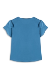 Blusa Acetinado Shirt Ruffle Oceano