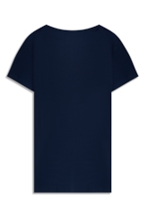 Blusa Baby Look Rib e Asa Mirror Hotfix Dark Navy