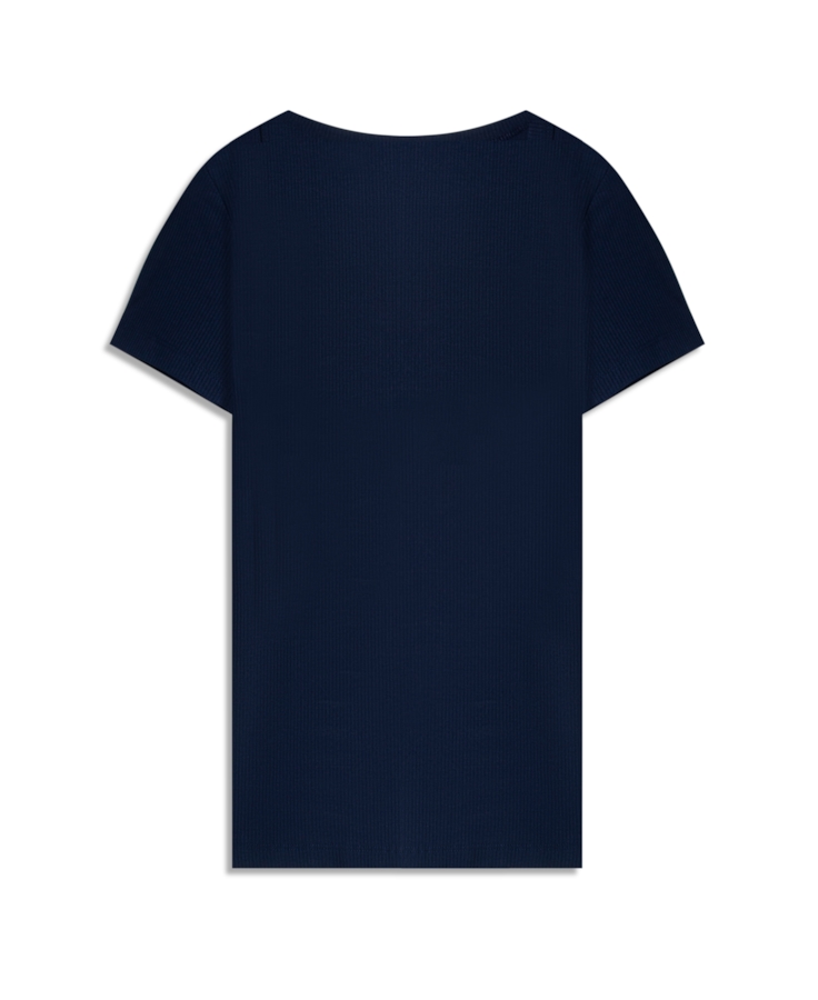 Blusa Baby Look Rib e Asa Mirror Hotfix Dark Navy