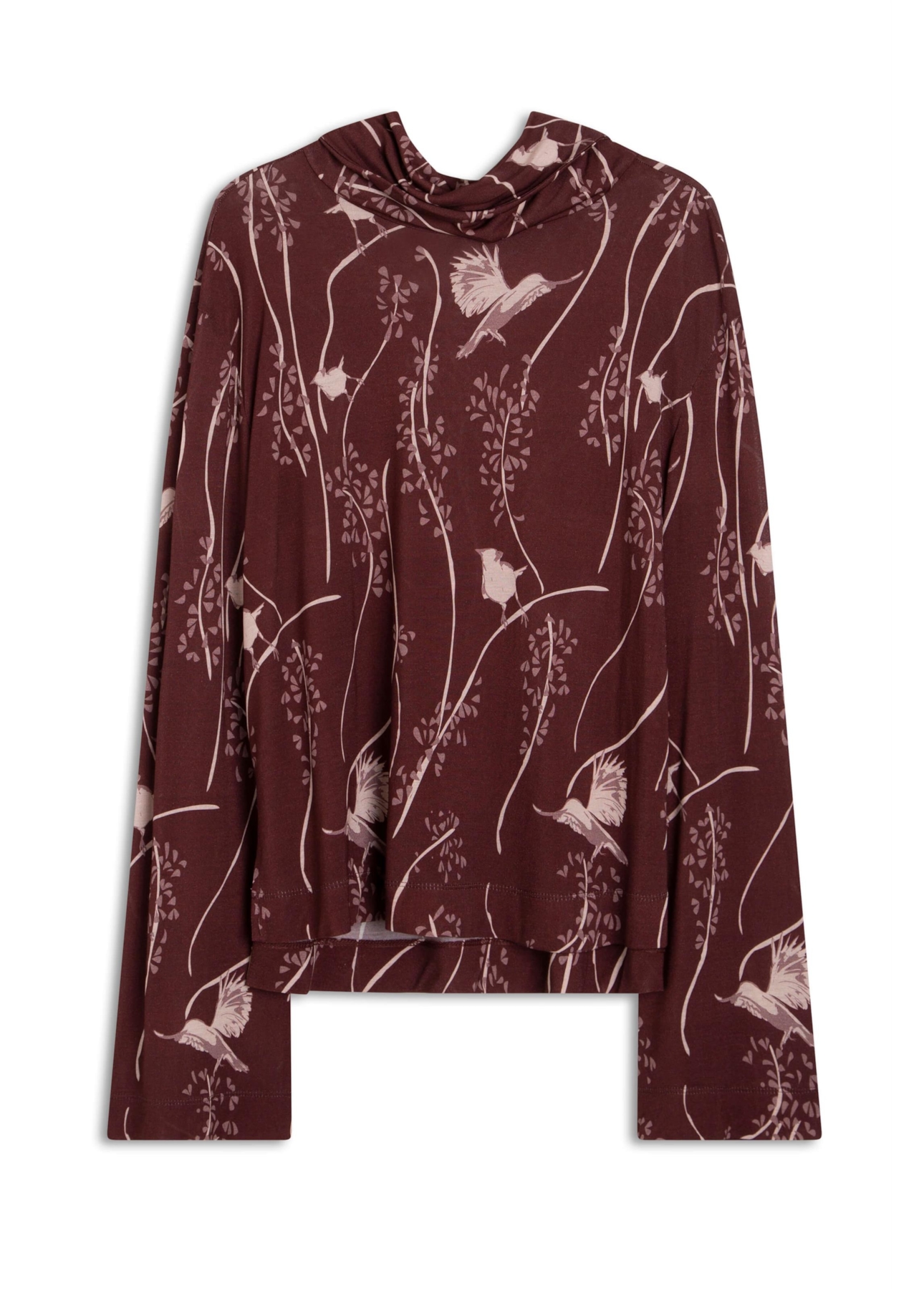 Blusa Bamboo Birds Sleeve Bell Vinho