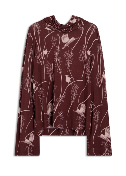 Blusa Bamboo Birds Sleeve Bell Vinho