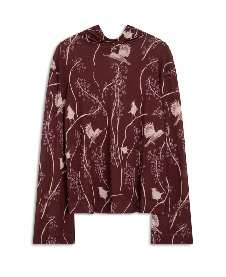 Blusa Bamboo Birds Sleeve Bell Vinho