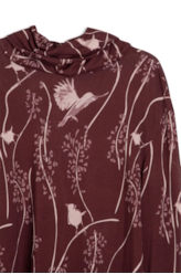 Blusa Bamboo Birds Sleeve Bell Vinho