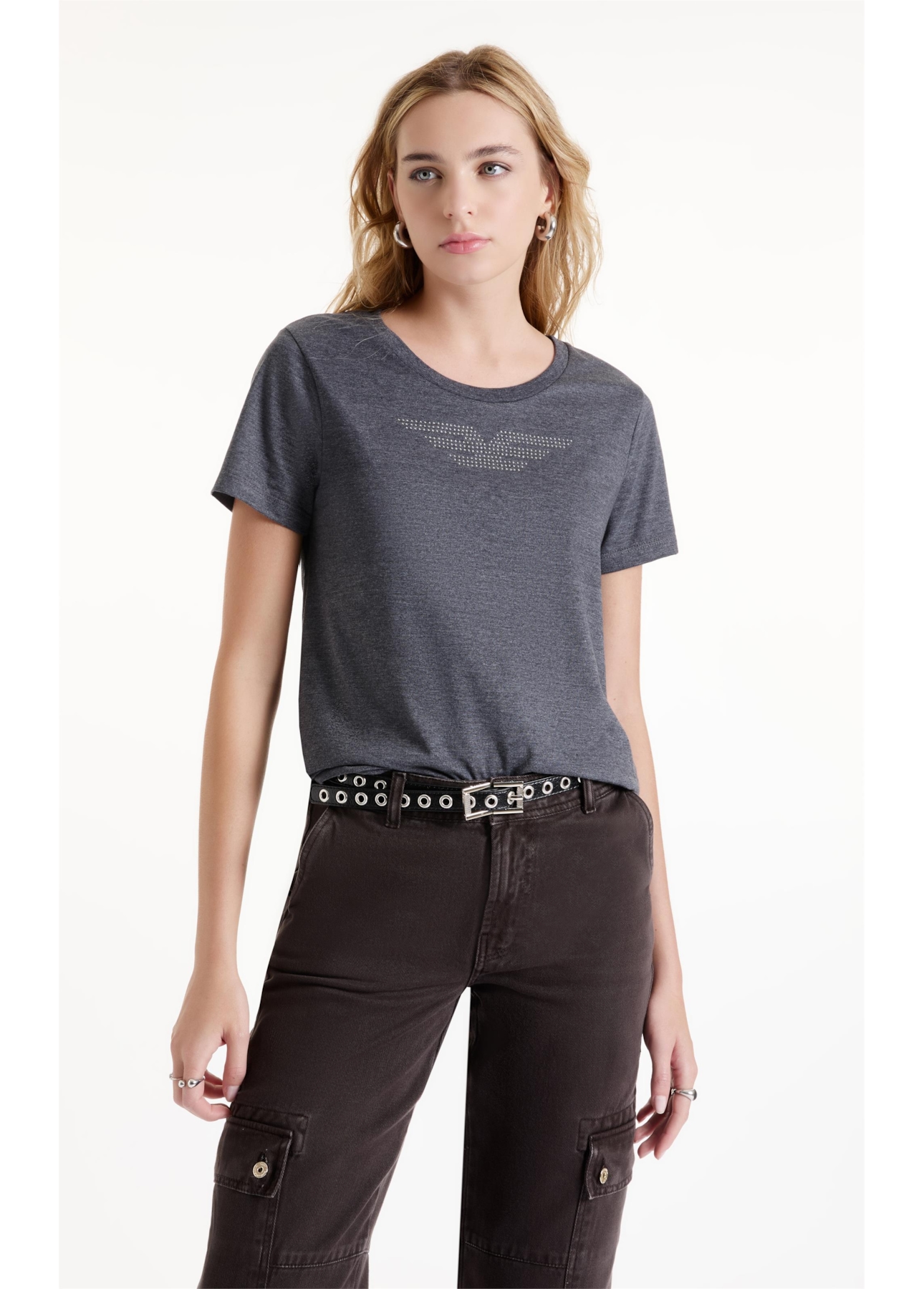 Blusa Barcelona Easa Hotfix Chumbo Mescla