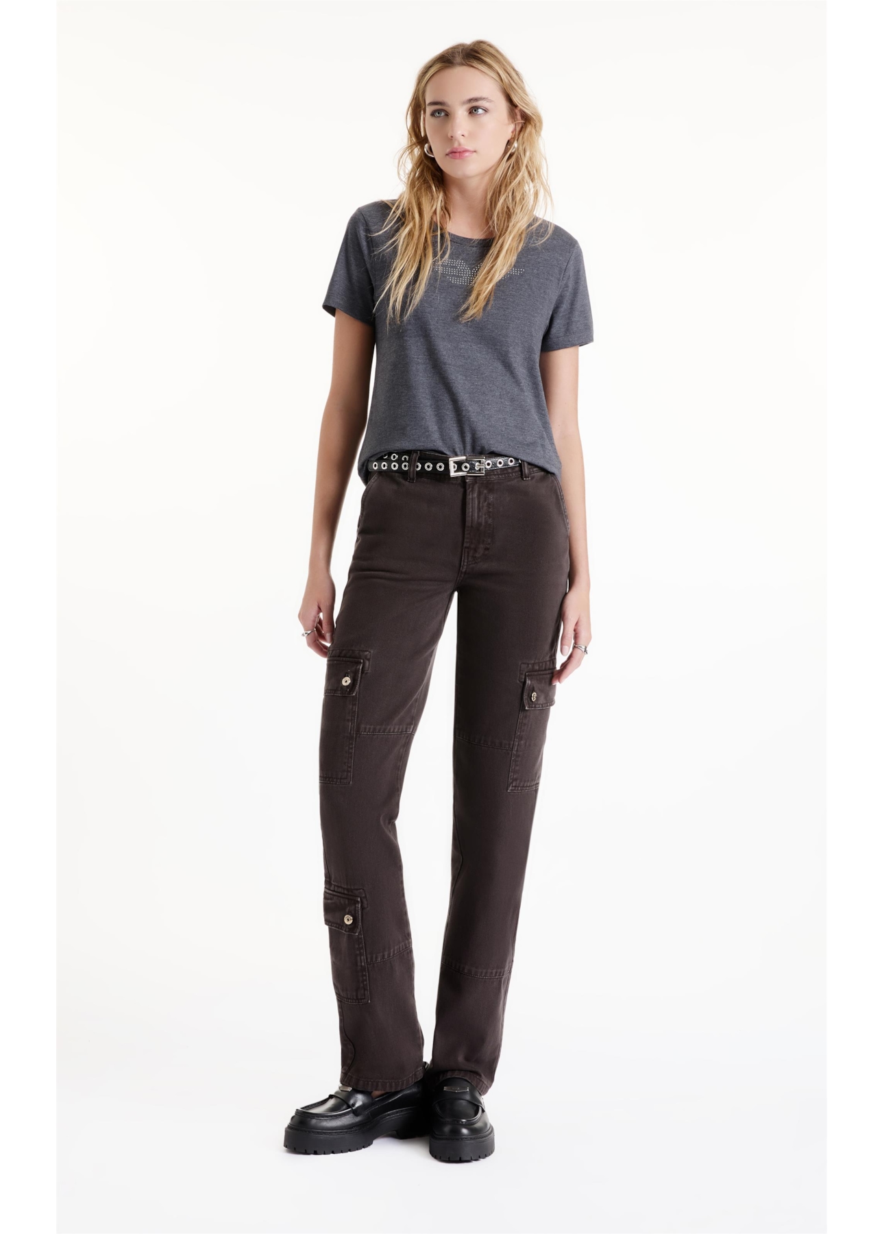 Blusa Barcelona Easa Hotfix Chumbo Mescla