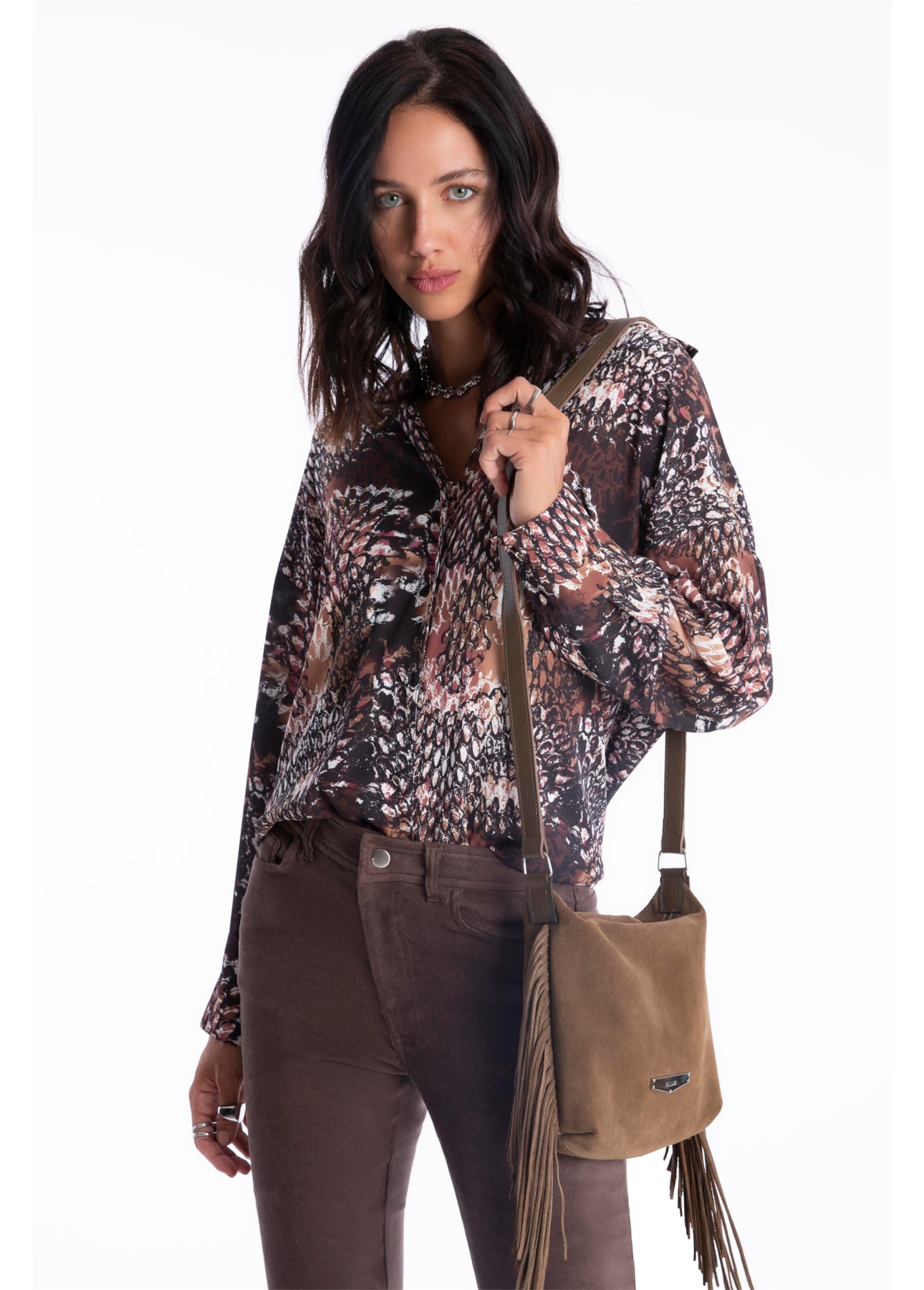 Blusa Beta Snake Buttons Estampado 1