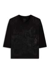 Blusa Boxy Glitter Snake Preto