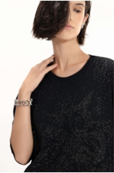 Blusa Boxy Glitter Snake Preto