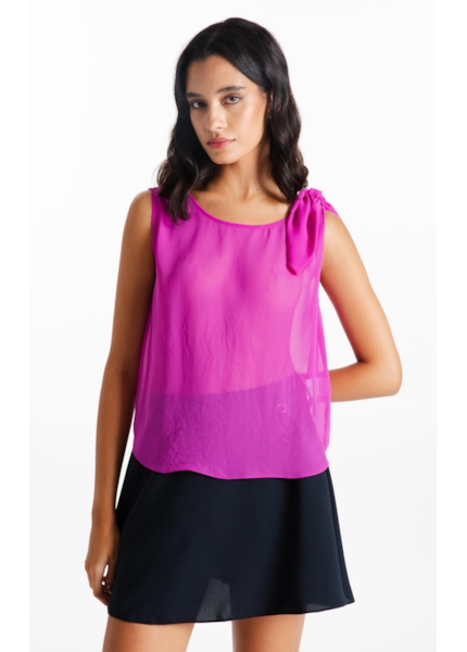Blusa Chiffon Bandana Sleeveless Fucsia
