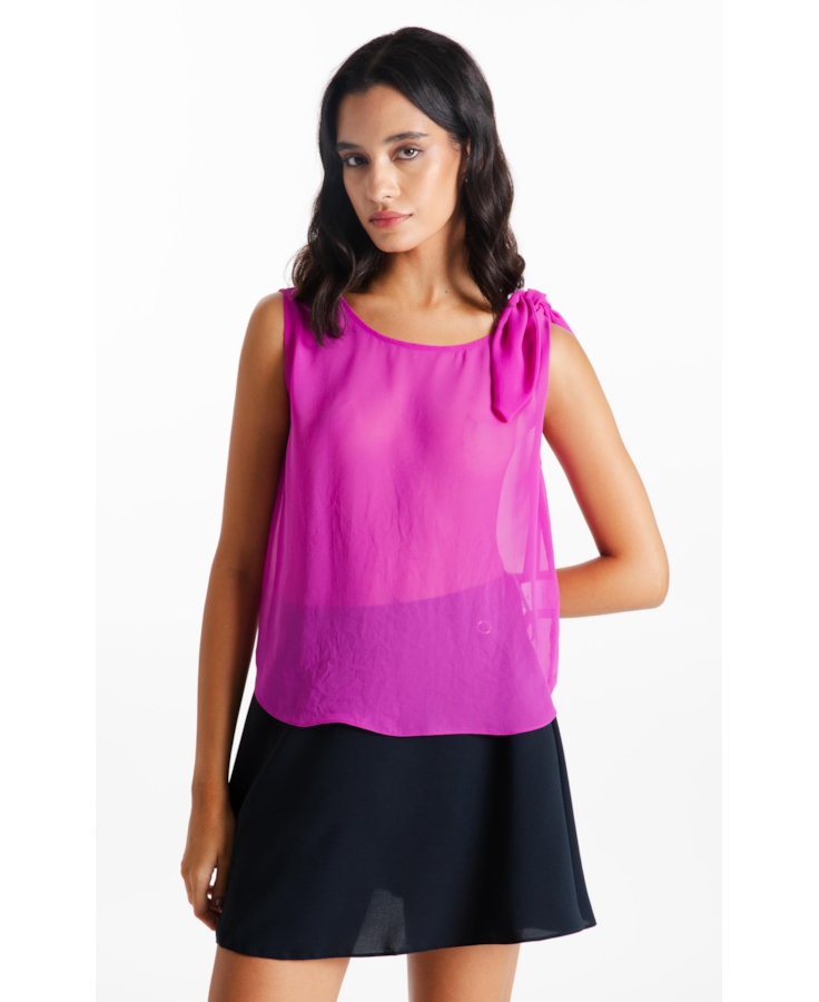 Blusa Chiffon Bandana Sleeveless Fucsia