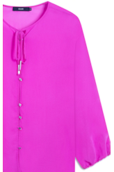 Blusa Chiffon Buttons Ml Fucsia