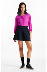 Blusa Chiffon Buttons Ml Fucsia