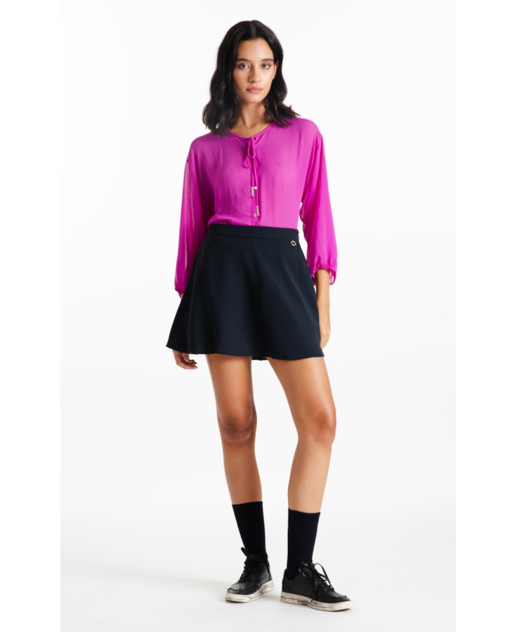 Blusa Chiffon Buttons Ml Fucsia