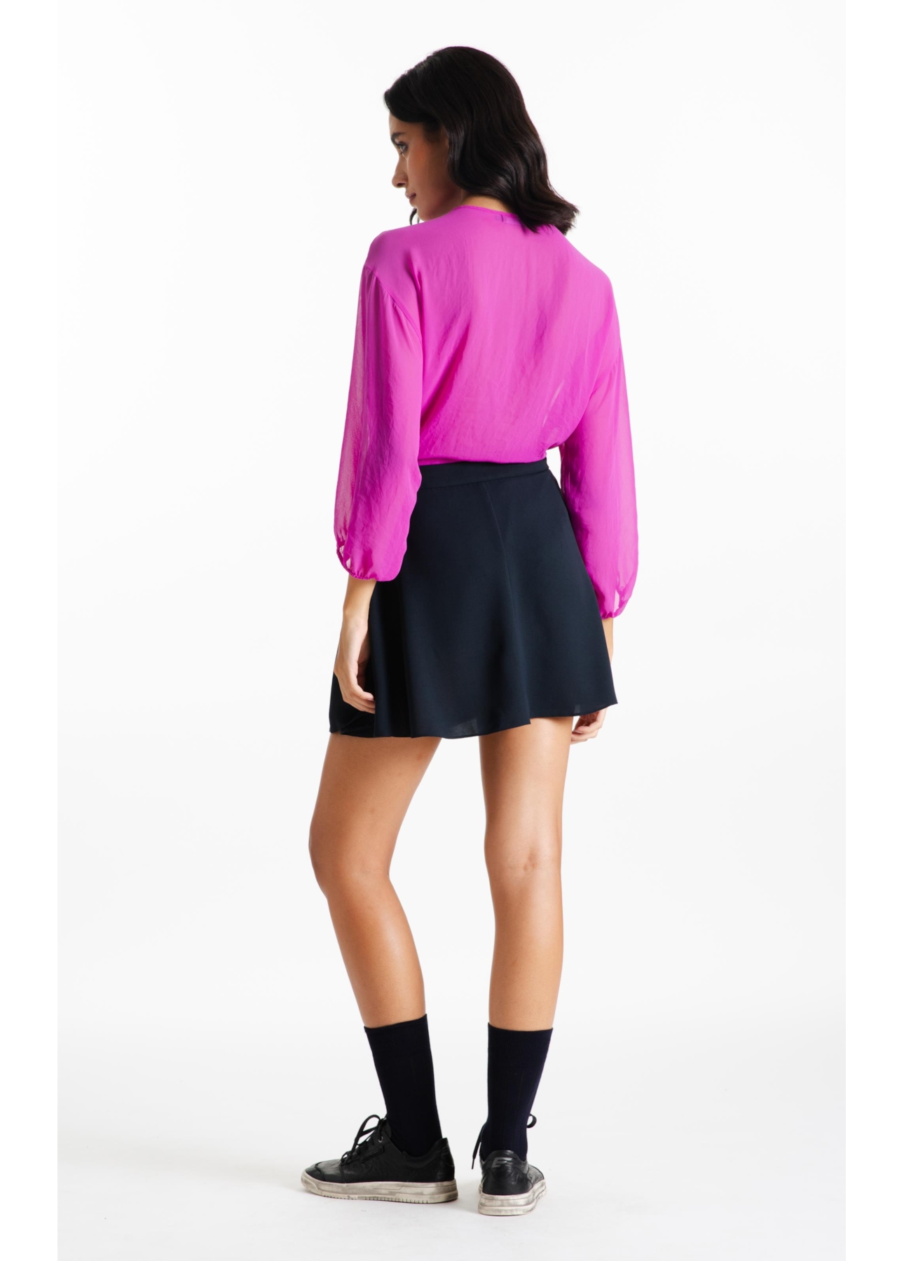 Blusa Chiffon Buttons Ml Fucsia