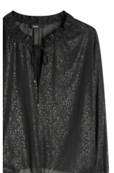 Blusa Chiffon Pasley Ruffle Blouse Preto