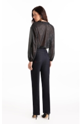 Blusa Chiffon Pasley Ruffle Blouse Preto