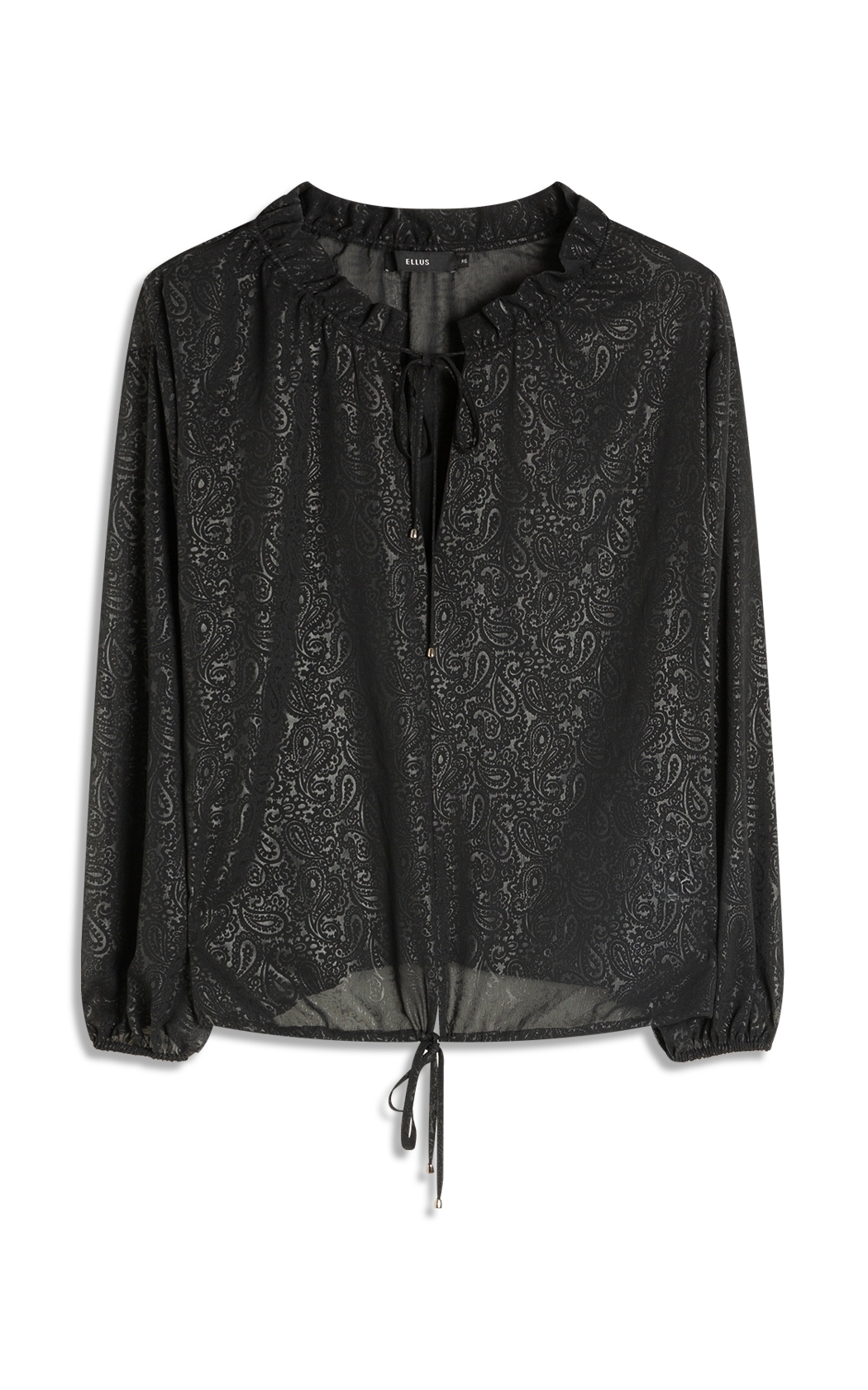 Blusa Chiffon Pasley Ruffle Blouse Preto
