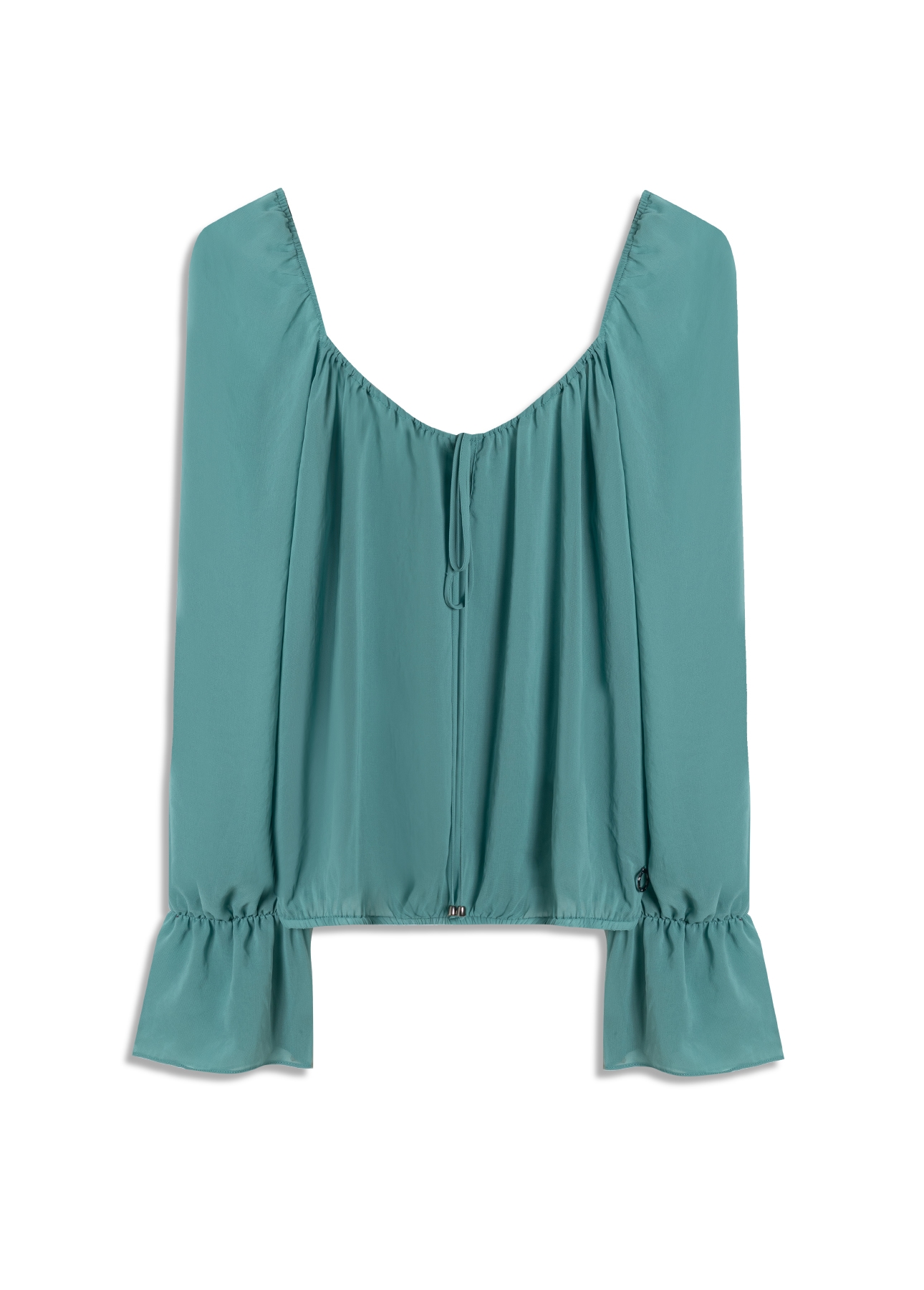 Blusa Chiffon Ruching Verde Maca
