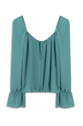 Blusa Chiffon Ruching Verde Maca