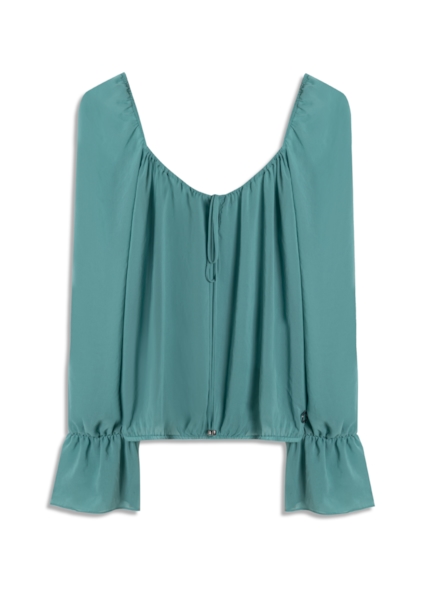 Blusa Chiffon Ruching Verde Maca