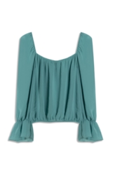 Blusa Chiffon Ruching Verde Maca