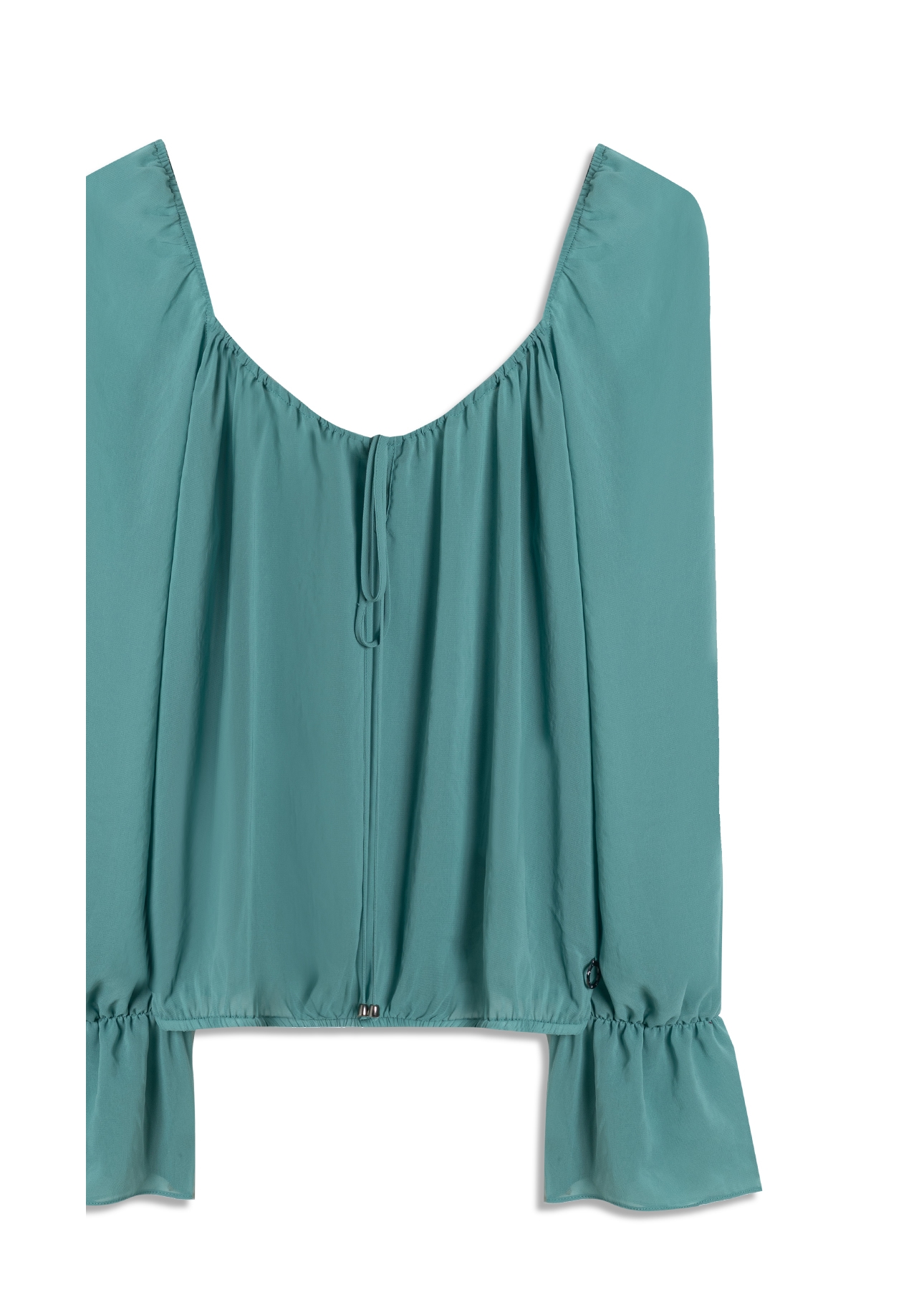 Blusa Chiffon Ruching Verde Maca