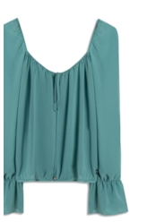 Blusa Chiffon Ruching Verde Maca