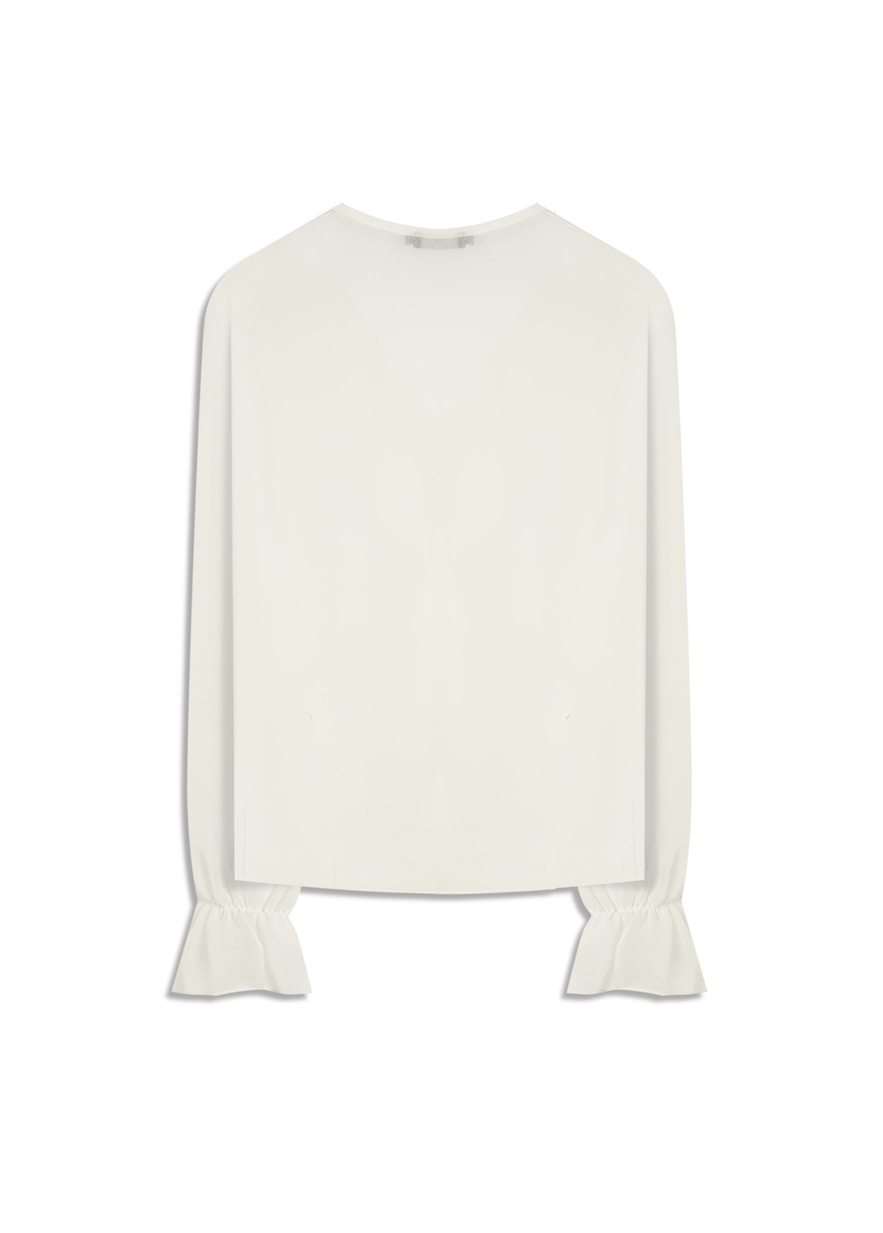 Blusa Chiffon Ruffle Bat Neck Off White